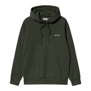 Hooded Script Embroidery sweat 12G Boxwood/Whi
