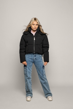 Kylie Cropped Puffer Jacket 03 Black